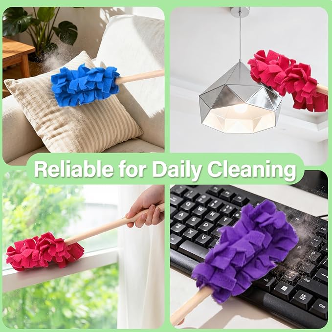 15 Pieces Reusable Duster Refill, 360° Heavy Duty Fleece Duster Pads Refills, Washable Hand Dusters Pads for Cleaning Ceiling, Fan Hardwoods Window Kitchen Floor