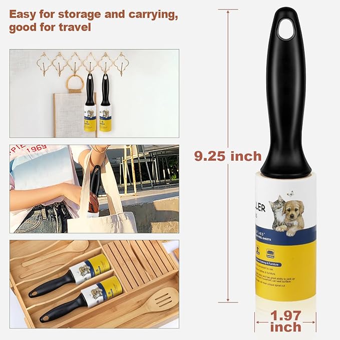 WulaWindy Lint Roller Pet Hair Remover - Extra Sticky Lint Remover Rollers for Clothes Sofa Carpet Pet Hair Dirt Removal - 8 Pack Refills