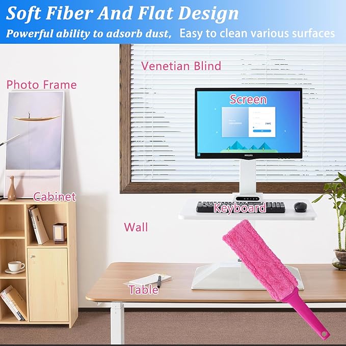 4 Pack 15" Microfiber Feather Duster, Gap Duster, Blind Duster, Hand Duster for Cleaning Gap, Blinds,Furniture,Computers,Keyboards,Car Interiors
