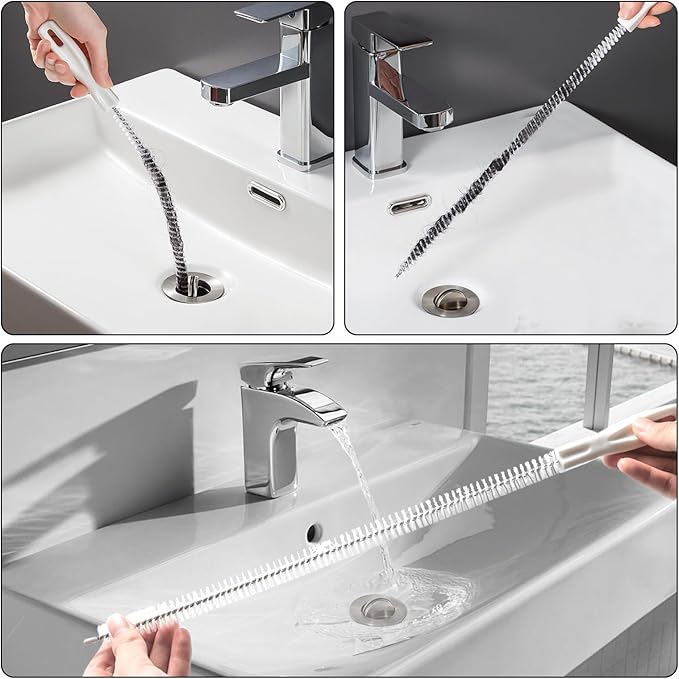 34inch Drain Snake (1pc), 25inch Hair Drain Clog Remover (10 pcs) & 18Inch Cleaner Brush (2 pcs), Sink Plumbing Snake Drain Tool Unclogger Tool Set For Kitchen, Bathroom Tub, Sewer, Toilet
