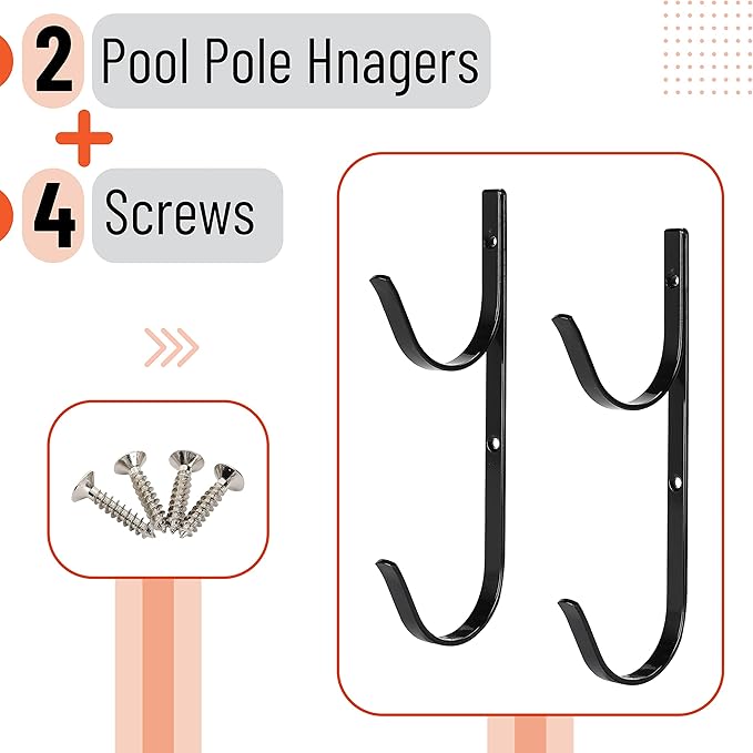 UNCO Pool Pole Hanger - 2 Pack, Pool Equipment Hooks for Poles and Hose, Accessories