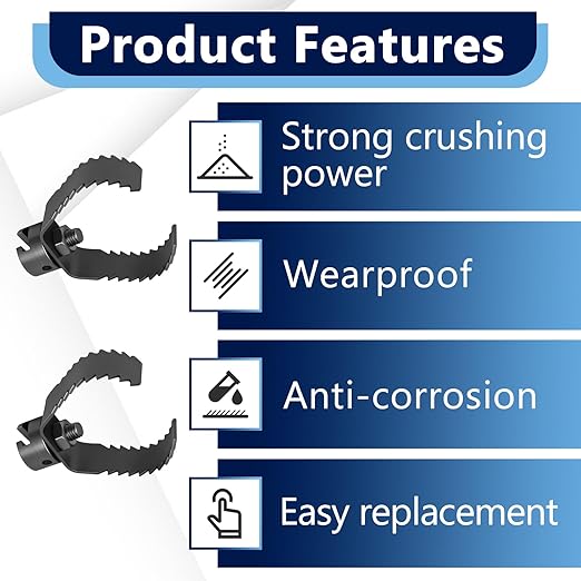 2Pcs Drain Cleaning 3-Inch T-150-1 3" Root Cutter, Sharktooth Cutter Fit for Ridgid Sectional Cable C-10, K-60-SE Sectional Machine, Drain Cleaning and Drain Snake Drill Attachment, Replace 98055