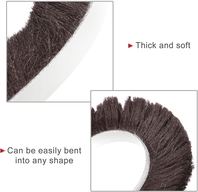 uxcell Weather Stripping Brush, 26ft L x 0.35" W x 0.9" H Self-Adhesive Seal Weatherstrip Sweep Brush Brown for Door Window