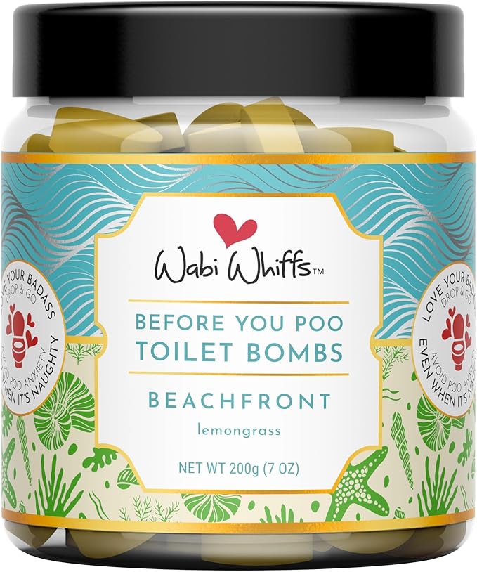 Wabi Whiffs Fizzing Toilet Bombs – Beach Front | Natural Bathroom Deodorizer | Odor Eliminator Tablets For Freshness & Cleanliness | Eco-Friendly Septic Safe Tablets | 60 Count |