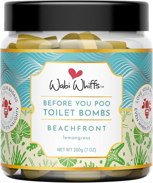 Wabi Whiffs Fizzing Toilet Bombs – Beach Front | Natural Bathroom Deodorizer | Odor Eliminator Tablets For Freshness & Cleanliness | Eco-Friendly Septic Safe Tablets | 60 Count |