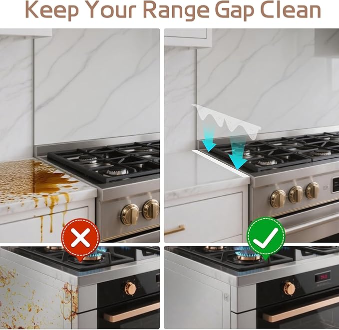 Stainless Steel Stove Gap Covers, Stove Gap Filler, Oven Gap Filler, Range Trim Kit in Kitchen, JessWednes 2 PCS Extendable Guard 13.8" to 27.5", Width 0.79", Heat Resistant and Easy to Clean (WHITE)