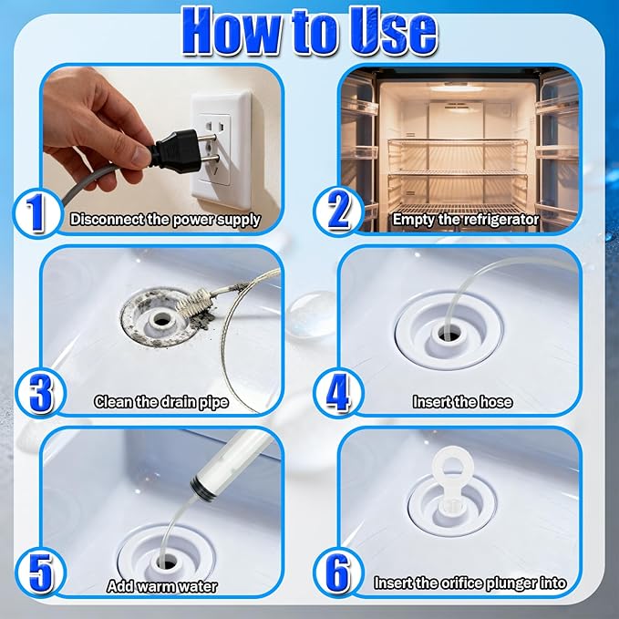 Refrigerator Drain Cleaning Tools Set, Fridge Water Line Cleaner Brush, Refrigerator Drain Accessories（19 Pcs）