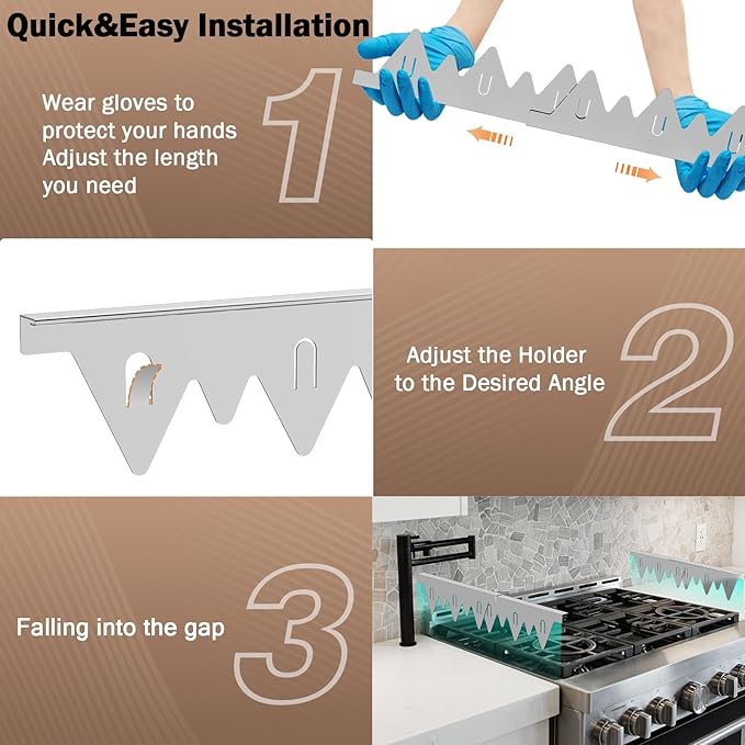 Stove Gap Covers Stainless Steel, 2Pack Retractable Length 13.8" to 27.5" Width 0.79", Heat-Resistant Stove Gap Filler & Range Trim Kit for Gaps Between Stove Top & Counter-Silver