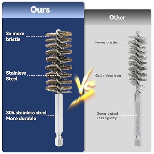 16 Pcs Stainless Steel Bore Brush, Wire Brush for Drill Set with 1/4 Inch Hex Shank, Abrasive Wire Bore Brush for Power Drill, Rust Polish and Tube Cleaning (8,10,13,16,19,22,25,28mm)