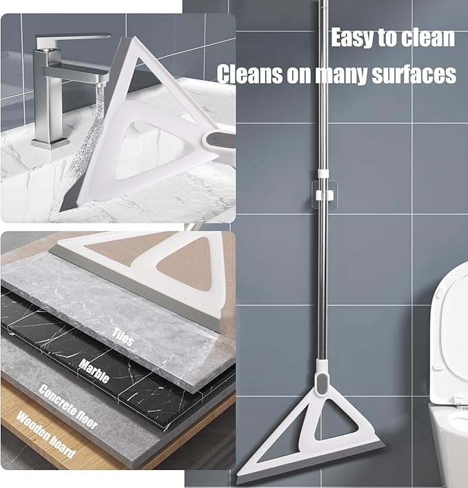 Multifunction Silicone Broom，Squeegee Broom Sweeping Water and Pet Hair，Rubber Magic Broom Sweeper for Floor Bathroom Kitchen Shower，Rugs，Glass Windows（White）