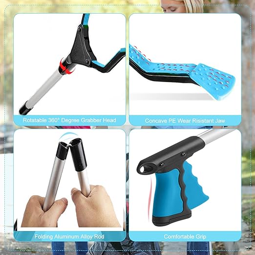 2-Pack Grabber Tool, 32" Long Reacher Grabber Pickup Tool, Trash Picker Grabber for Elderly Grab It Reaching Tool, Garbage Picker Upper Grabber, Litter Pick Up Grab Tool, Claw Grabber
