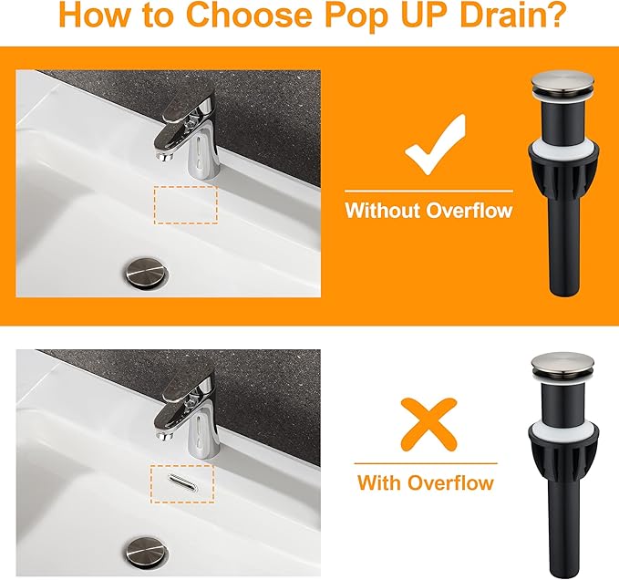 Vessel Sink Drain Without Overflow, Plastic Bathroom Pop up Sink Drain Brushed Nickel, Built-in Anti Clogging Sink Stopper, Fit for 1 3/4 Inch Sink Vanity Drain Assembly with Strainer