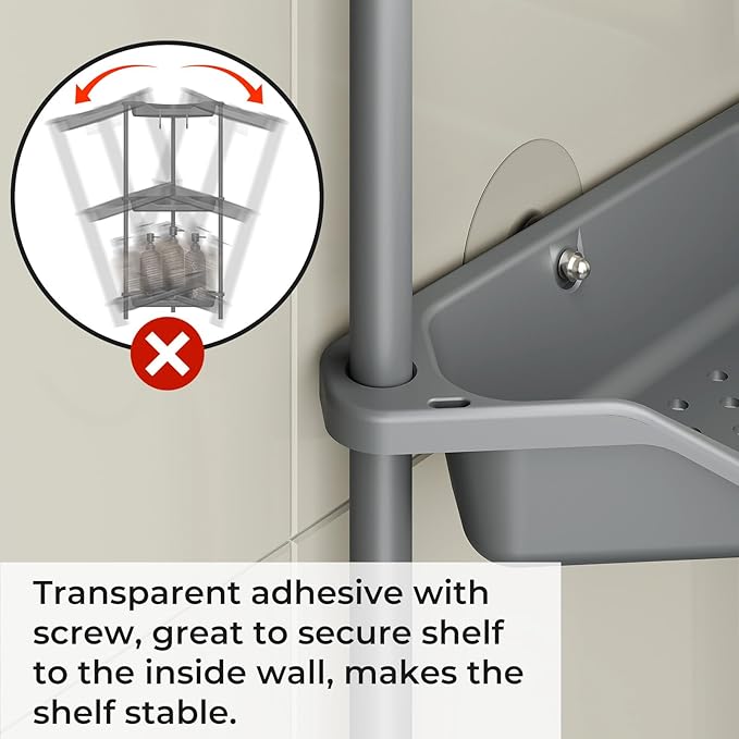 ODesign 3 Tier Floor Standing Corner Shower Caddy Organizer Plastic Metal Splicing Shelf Storage Rack for Bathroom