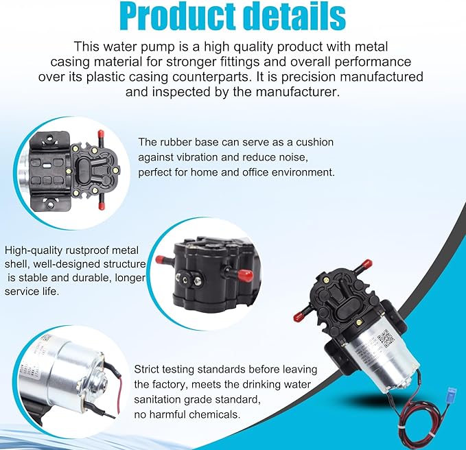 GMB-D-23130 Water Pump, DC 12V, 0.32 GPM, Compatible Primo Water Dispenser Parts, Avalon Water Dispenser Parts, Brio Bottle Bottle Water Cooler Water Dispenser Parts Replacement Replace DP005A2