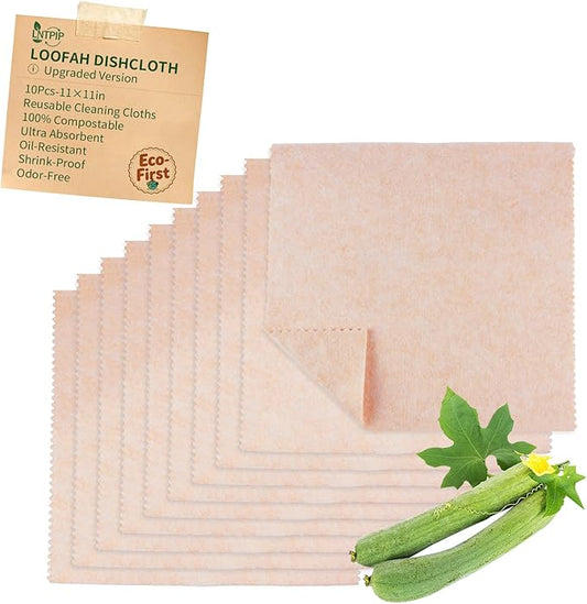Swedish Dish Cloths, 10 Pack Upgraded Reusable Paper Towels Washable, Super Absorbent Swedish Dishcloths, Thickened Durable for All-Surface Kitchen, Bathroom Cleaning, 11"x11"