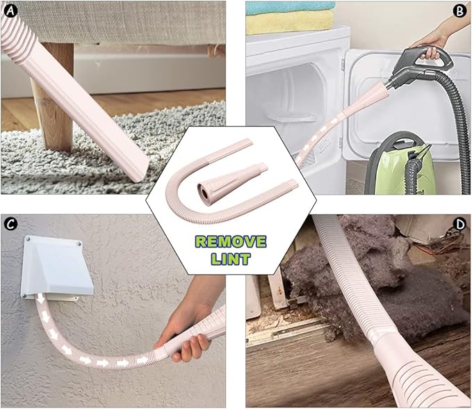 2 Pieces Dryer Vent Cleaner Kit Dryer Lint Brush Vacuum Hose Attachment Brush Lint Remover Power Washer and Dryer Vent Vacuum Hose Grey Pink