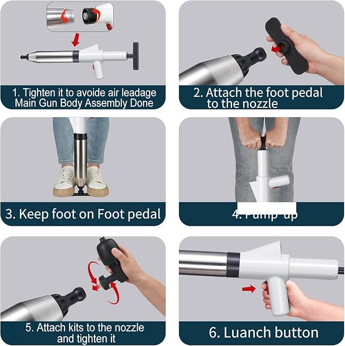 Heavy Duty Toilet Plunger - High Pressure Plunge Blaster for Clogged Drains, Bathroom & Sink