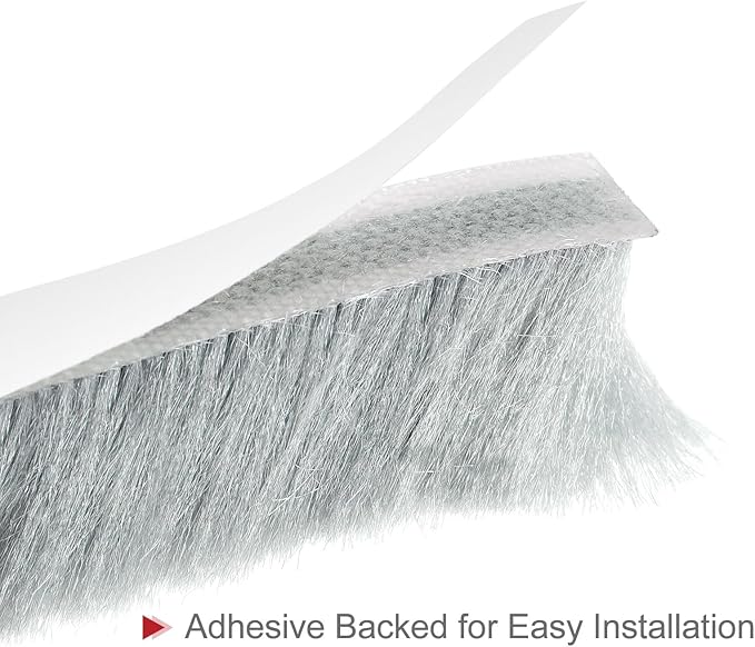 uxcell Weather Stripping Brush, 10ft L x 0.35" W x 0.9" H Self-Adhesive Seal Weatherstrip Sweep Brush Gray for Door Window