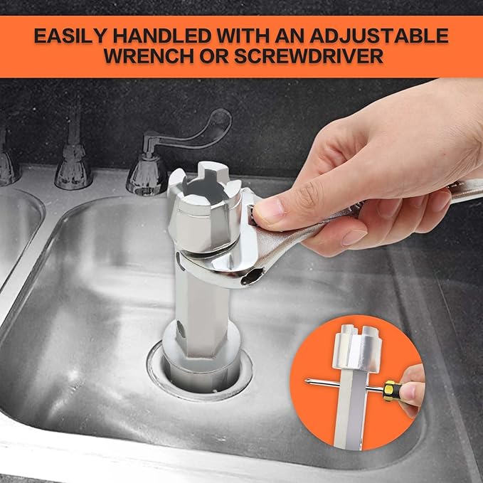 Telescoping Basin Wrench with 3/8 to 1-1/4” Jaw Capacity and 10"-17" Extendable Handle & Tub Drain Remover Wrench with Dual Ended Heavy Duty Aluminum Removal Tool