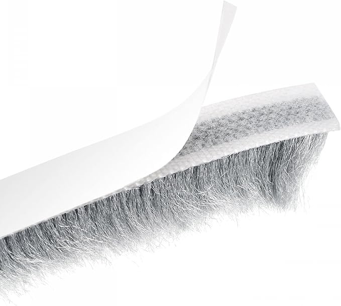 uxcell Weather Stripping Brush, 26ft L x 0.35" W x 0.6" H Self-Adhesive Seal Weatherstrip Sweep Brush Gray for Door Window
