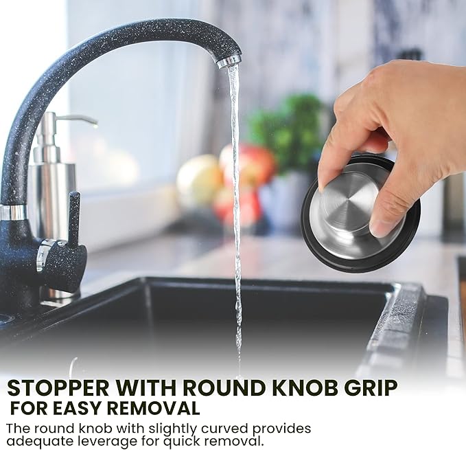 (2-Pack) Stainless Steel Kitchen Sink Stoppers - 3.35” x 1.18” Universal Fit Sink Drain Stoppers- with Strong Rubber Seal and Round Knob Grip - Suitable Replacement for InSinkErator STP-SS Stopper