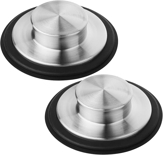 Tifanso Kitchen Sink Drain Stopper Cover, 2PCS Stainless Steel Garbage Disposal Stopper 3.34 Inch Drain Plug, Fits Standard Kitchen Sink Size of 3-1/2 Inch