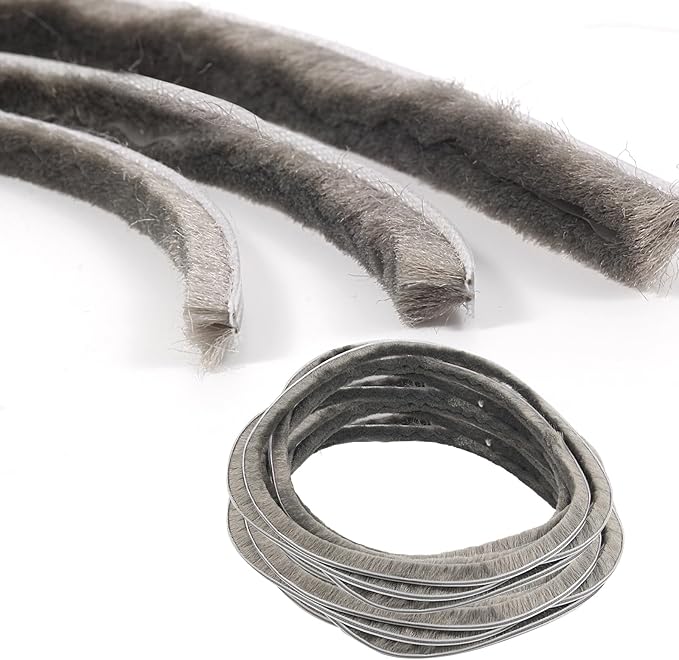 16 Ft (5m) 196 Inch Sliding sash Windows Doors Tape Pile Draught excluder Brush Seal Strip weatherstrip 5mm x 12mm (3/16 1/2 Inch, Gray)