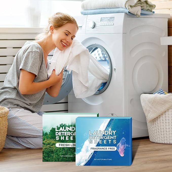 AIDEA Laundry Detergent Sheets, Fresh Scent-(100 Loads) 50 Sheets, Laundry Sheet Detergent, No Plastic Jug, Lightweight & Easy To Use For Travel, Apartments, Dorms