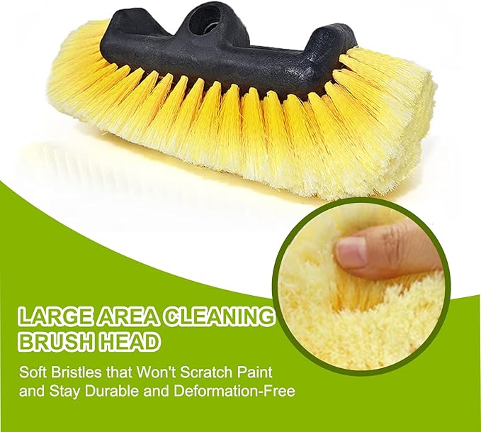 12FT Car Wash Brush with Long Handle, Telescopic Car Wash Brush with Soap Dispenser, 12-Inch Soft Bristle Car Cleaning Brush for Cleaning Car, RV, Truck, Boat, Solar Panels, Yellow