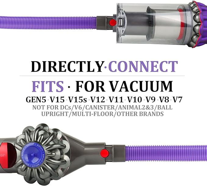 Fullclean Dryer Vent Lint Vacuum Atttachments for Dyson V15 V15s Gen5 V12 V11 V10 V9 V8 V7 Detect Absolute Cyclone Outsize Slim Vacuum Cleaner Crevice Flexible Dryer Lint Remove Tool Cleaner Kit