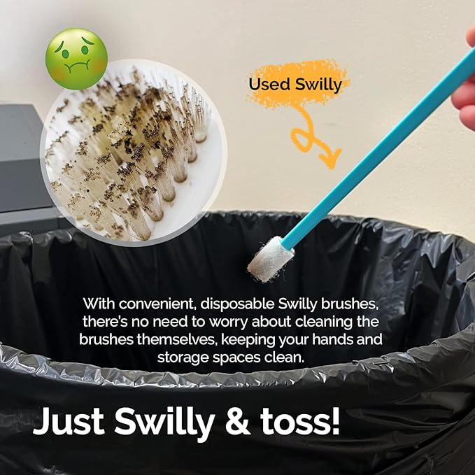 Evaclean Swilly Original Disposable Crevice Brushes - 100 Pack - Versatile Cleaning Tool for Tight Spaces, Window Tracks, Keyboards, Car Vents, and Household Use (Green)