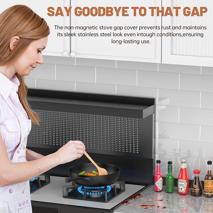Stove Gap Covers 316 Stainless Steel,Stove Gap Filler,Heat-Resistant Oven Side Gap Filler,Between Stove and Counter Slide In Range Trim Kit for Kitchen,4 Pack (11.6” Silver)