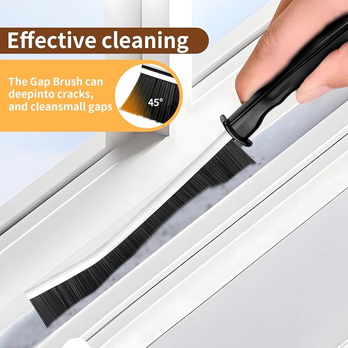 4 Pack Hard Bristle Crevice Cleaning Brush Set, Small Grout Scrub Brush for Tight Spaces, Bathroom Kitchen Window Track Tile Shower Door Gap Corner Sink Faucet Floor Detail Cleaner Tool Daily Home Use