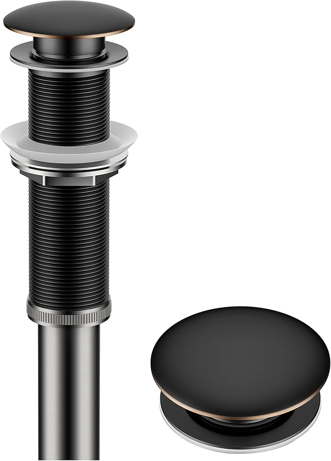 KRAUS Bathroom Sink Pop-Up Drain Assembly in Oil Rubbed Bronze for Vessel Sinks and Sinks without Overflow, with Extended Thread for Thicker Countertops,PU-L10ORB