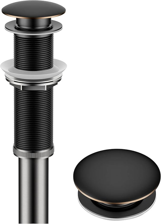 KRAUS Bathroom Sink Pop-Up Drain Assembly in Oil Rubbed Bronze for Vessel Sinks and Sinks without Overflow, with Extended Thread for Thicker Countertops,PU-L10ORB