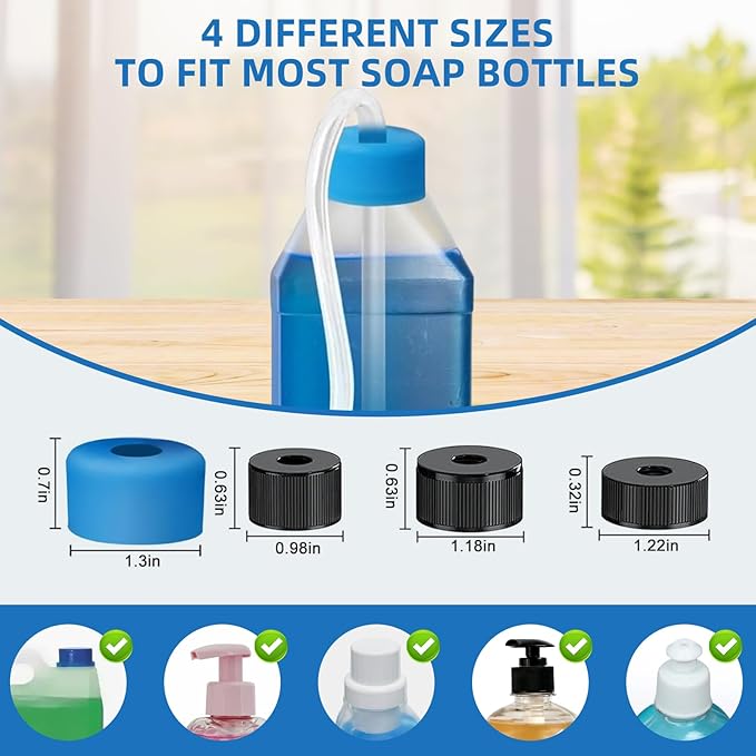 39" Under Sink Soap Dispenser Kit with Check Valve, Premium Food-Grade Silicone Tube & Universal Caps, Converts Countertop Dispenser to Use Large Bulk Bottles (Single-Tube)