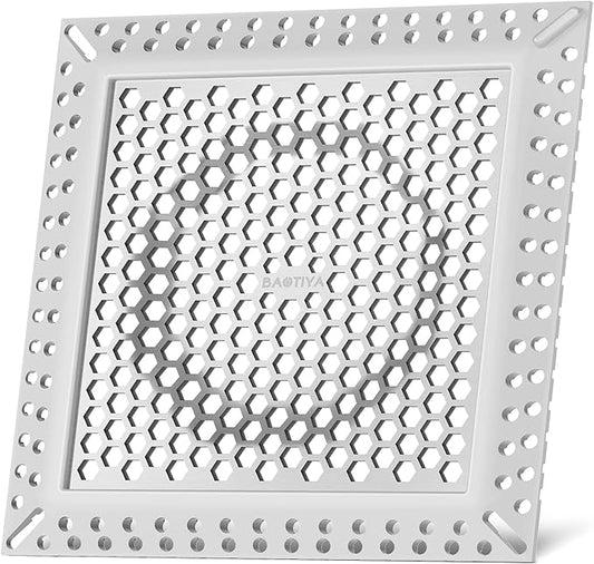 Square Shower Drain Hair Catcher, Flat Shower Drain Hair Catcher, Anti-Clogging Fast Drainage, Anti-Slip & Stays in Place, Easy Clean Fits Bathroom Hair Catcher for Shower (Gray, 4 inch)