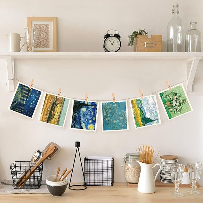 Swedish Dishcloths for Kitchen 6 Pack Van Gogh Painting Cellulose Sponge Cloths Non Scratch Reusable Paper Towels No Odor, Biodegradable and Reusable Kitchen Dish Rags