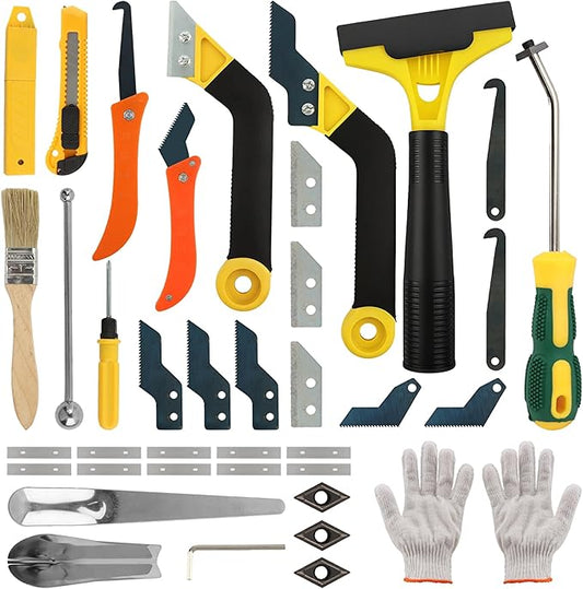 37Pack Grout Removal Tool Kit, 3 Tile Grout Saws 2 Hand Grouts Saw with Extra Cleaning Blades, Bathroom Showers Caulking Removal Tools for Cleaning Floor Tile Grouts Joints Corners