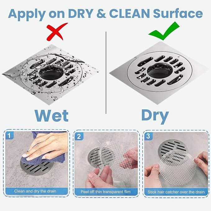 Hair Catcher Shower Drain Disposable Mesh Stickers, 35 Pack