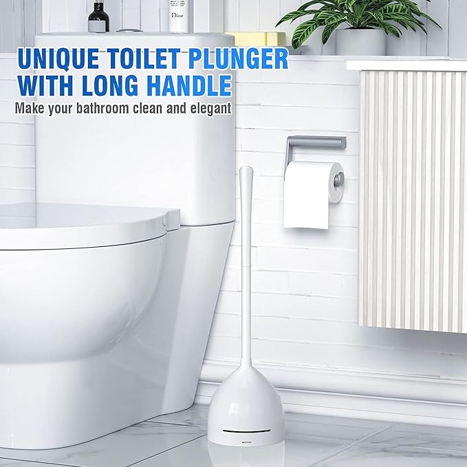 uptronic Toilet Plunger with Holder, Unique Plunger with All-Angle Design, Plungers for Bathroom with Holder, Heavy Duty Toilet Plunger for 5.7-inch Toilet Drain Bathroom Cleaning