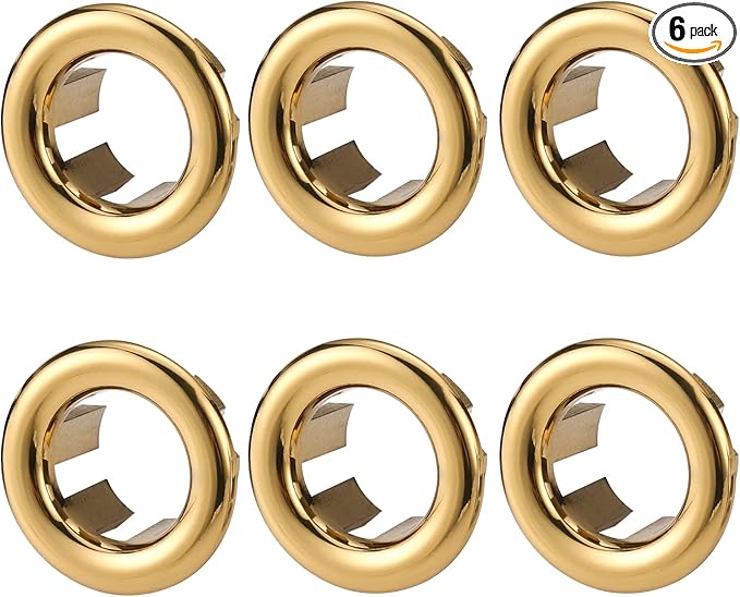 ARCORA 6 Pack Sink Overflow Ring Gold Bathroom Kitchen Sink Basin Trim Overflow Cover Hole Insert Cap