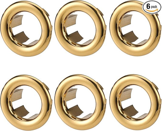 ARCORA 6 Pack Sink Overflow Ring Gold Bathroom Kitchen Sink Basin Trim Overflow Cover Hole Insert Cap