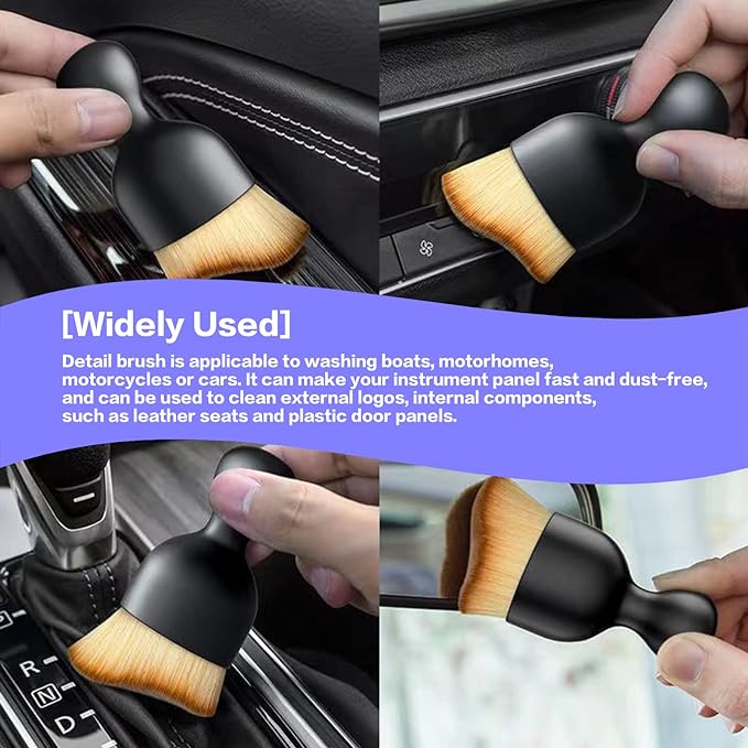 AOCISKA Car Interior Detailing Brush,Soft Bristle Cleaning Brush Car Detailing Brush Dusting Brush,Car Interior Cleaning Tool,Auto Detail Brush Car Dash Duster Brush (Black&Purple)