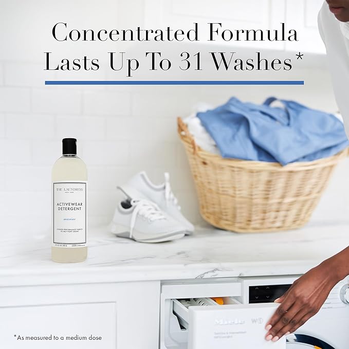 The Laundress Activewear Laundry Detergent, 32 Oz, Marine Fragrance, 4-in-1 Enzyme Blend for Workout Performance Fabrics, Fights Sweat Odors & Stains, USDA Certified Biobased Product (90%) (Pack of 2)