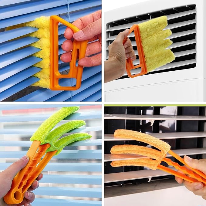 Window Blind Cleaner Duster Set, Washable Dusting Cleaner Air Vent Cleaning Brush Tools (Orange)