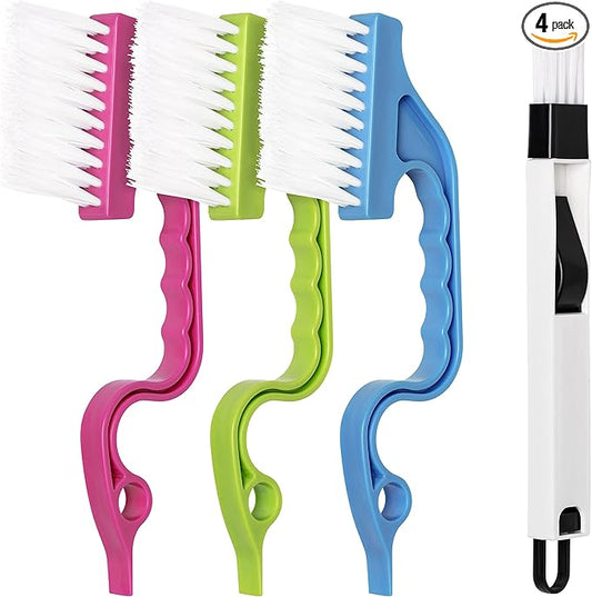 LEOBRO Groove Gap Cleaning Tools, Handheld Door and Window Track Brushes, Air Conditioning Shutter Cleaner, Pack of 4