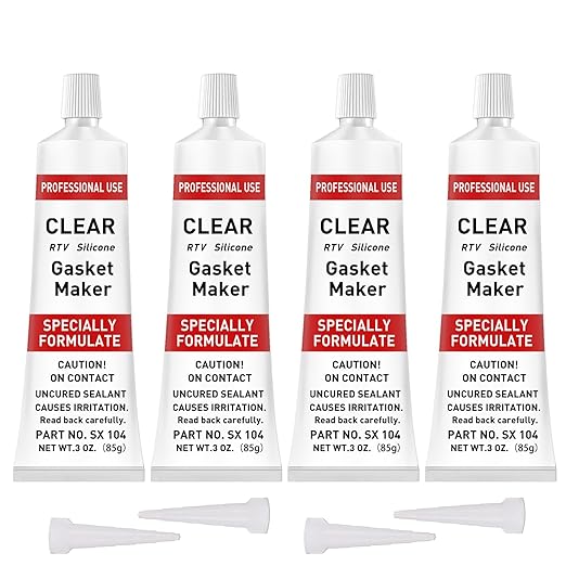 RTV Silicone Gasket Maker, High Temp Silicone Resist Oil, Anti-Freeze RTV Silicone Sealant for Engines, Gearboxes, Pumps, Superchargers (Transparent, 340g)
