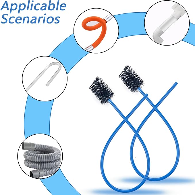 4 PCS Condensate Flexible Drain Brush, 15.7 in Nylon and PVC Drain Line Cleaning Brush, Keep Condensate Traps Clean, for AC Condensate Trap, Dirt Clean Condensate Drain Trap