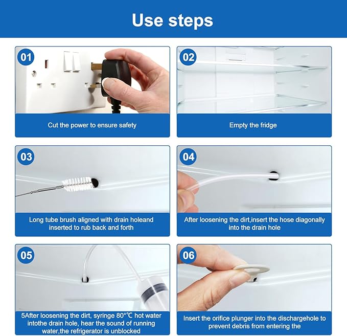10 Pcs Refrigerator Drain Cleaning Tool Kit Long Tube Brush Cleaner, Fridge Waterline Buddy For Refrigerator, Water Line Cleaner, Reusable Fridge Water Line Kit for Refrigerator Drain Holes